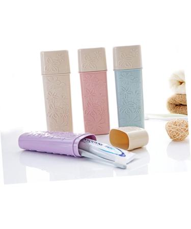 Portable Travel Toothbrush Holder & Case Set - Carved Beige Outdoor Toothpaste Cup | Ideal for International Shipping - Buy Online on GoSupps.com