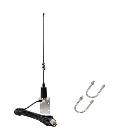 UAYESOK Stainless Steel Marine VHF Antenna, 15 Inch Low Profile Boat Antenna for Cobra Icom Uniden Standard Horizon Marine VHF Radio W/16.4ft RG-58 coaxial Cable, L-Mount Bracket