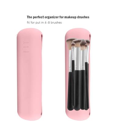 Silicone Makeup Brushes Case - Stylish Pink Organizer for Travel & Storage - International Shipping Available - Buy Online on GoSupps.com