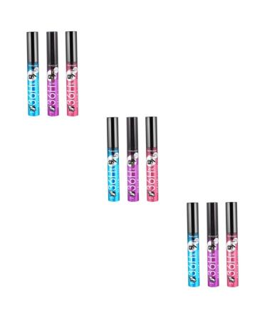 Healvian 9 pcs Lengthening Curling Lady Waterproof Mascara Fiber for Blue Lashes Tube Purple Red