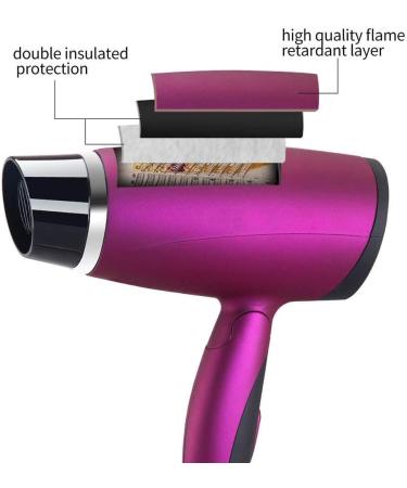1800W Folding Hair Dryer for Ladies Powerful Travel Hairdryer Portable Fold Handle Grip 3 Heat Cold Shot Button DC Motor Fast Blow Dryer Hair-Dryer Lightweight Quiet Household with Nozzle Purple - Buy Online on GoSupps.com