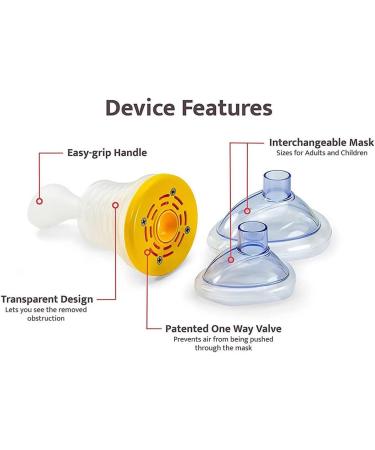 OPPSELVE Choking Rescue Device - Portable First Aid Emergency Kit for Kids and Adults - Includes CPR Training and Anti-Choking Facial Cover - Yellow - Buy Online on GoSupps.com