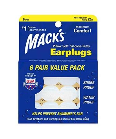 6 Pair Mack's Pillow Soft Silicone Earplugs Ã¢â¬â Moldable Putty for Sleeping  Swimming  Concerts & More - Buy Online on GoSupps.com