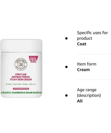 First Aid Antibacterial Itchy Skin Cream with SPF 50 | Natural Essential Oil | Maintains Cracked Itchy Skin | Lick Safe Non-Toxic Non-Irritant | Highly Absorbent Sun Cream for Dogs 100ml - Buy Online on GoSupps.com