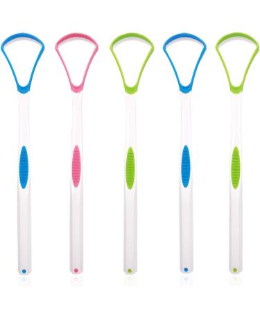 ZSWQ Set of 5 Tongue Scraper Plastic Tongue Cleaner for Children Adults Creatiees Anti Mouth Odour Tongue Scratcher Brush for Oral Care Fresh Breath - Comfortable and Safe