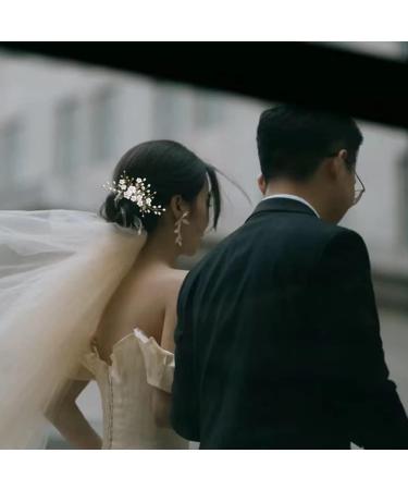 ISLHJDD Bridal Wedding Vine Hair Combs Gold Bridal Hair Barrettes Pins Crystal Pearl Hair Comb Wedding Hair Accessory Decorative Wedding Hair Comb Hair Accessories for Brides Girls - Buy Online on GoSupps.com