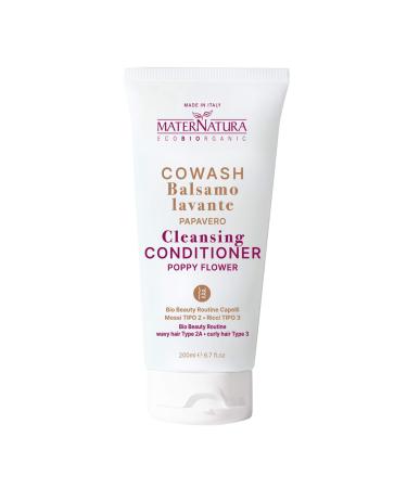 Maternatura, Poppy Flower Hair Cowash, Cleansing Conditioner, Detergent and Conditioner, Organic Beauty Routine for Wavy and Curly Hair, Made in Italy - 200 ml