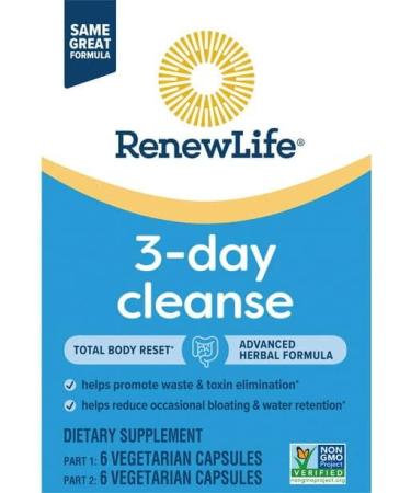 Renew Life Total Body Reset 3-Day Cleanse Supplement - 12 Vegetarian Capsules for Detox - International Shipping - Buy Online on GoSupps.com