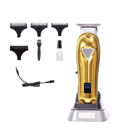 Barber Scissors Hair Clippers for Men Full Metal Body Retro Oil Head Electric Clippers Professional Hair Salon Hair Clipper LCD Digital Display Clippers (Color : Gold)