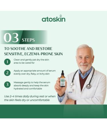 Atoskin Serum Soothing & Hydrating Care for Sensitive Dry and Eczema-Prone Skin with Biosaccharide Gum-1 & RicoBio JA7 (1.7 oz) 1 Serum - Buy Online on GoSupps.com