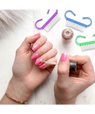 4 Pcs Colorful Handle Nail Brushes Set for Cleaning Nails - Small Nail Scrubbing Brush - Fingernail Brushes - Plastic (Blue Green Pink Purple) - Buy Online on GoSupps.com