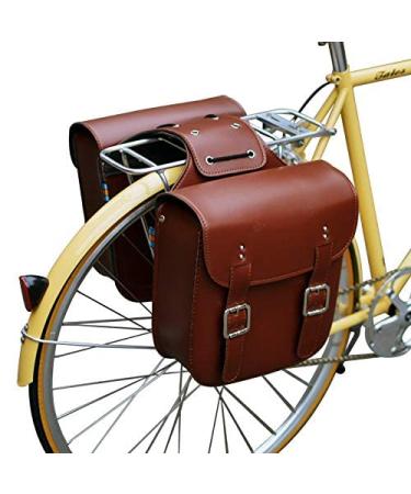 SENQI Retro Bicycle Rack Bag Leather Rear Rack Bike Bags Robust Rear Seatpost Bag for Retro Bicycle Saddle Rack Accessories brown