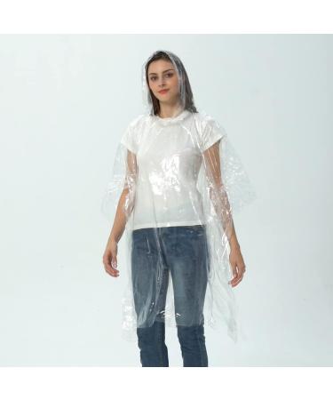 Adults Emergency Rain Ponchos with Hood (10 Pack) - Family Pack for Men and Women - Ideal for Disneyland - Clear - Buy Online on GoSupps.com