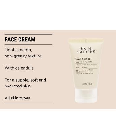 SKIN SAPIENS Nourish & Hydrate Face Cream with Calendula 99% Natural Ecocert Cosmos Unperfumed Facial Moisturiser For Men and Women Cruelty Free and Vegan Skincare For Sensitive Skin 40 ml - Buy Online on GoSupps.com