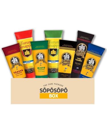 Turun & Auran Mustard 275g (Pack of 6) - Pick Any 6 Tubes from Many Flavors Finnish Mustard Mix Set in a S p s p Box SOPOSOPO