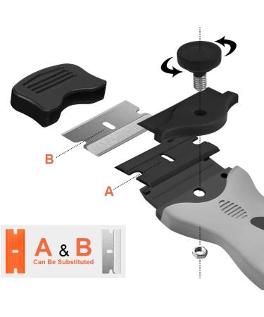 Flintronic 2-Piece Ceramic Hob Scraper Set Stainless Steel & Plastic Blades for Kitchen Scratching & Cleaning - Buy Online on GoSupps.com