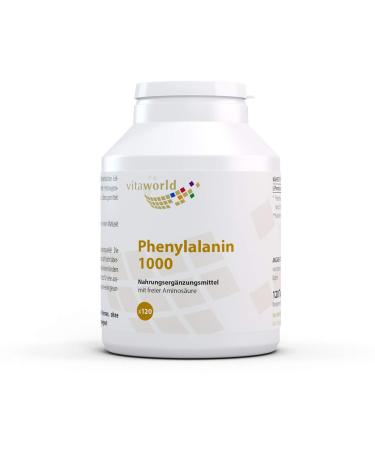 Vita World Pack of 3 L-Phenylalanine 1000mg 3 x 120 Tablets - Vegan High Dose & Magnesium Stearate Free
