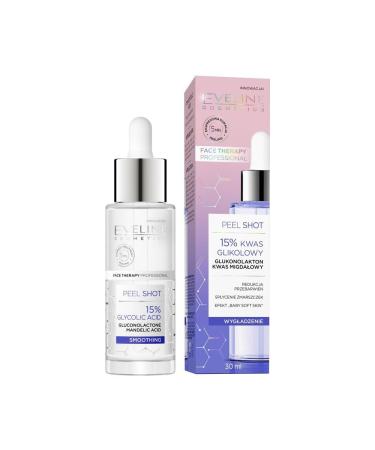 Eveline Cosmetics Face Therapy Professional Peel Shot 15% Glycolic Acid Exfoliating Treatment for Face Neck & Decolletage - 30ml
