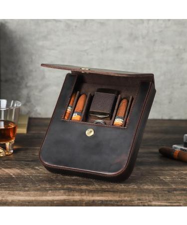LYGA Real Leather Portable Cigar Humidor Men's Business Cigar Bag Portable Multi-Functional Cigar Bag 4 Cigar Storage Bag. - Buy Online on GoSupps.com