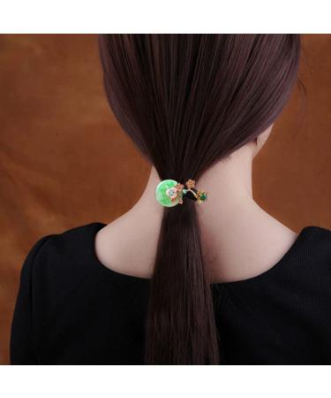 Vintage Chinese Natural Jade Gemstone Hair Tie - Retro Hair Accessories for Women - Buy Online on GoSupps.com