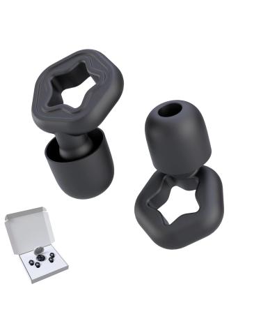 Ear Plugs for Noise Reduction Integrated Design Silent earplugs-Super Soft for Sleep Focus Travel Work Swim Concert with S/M/L Silicone Ear Tips 3 Sets -25-35dB (Black)