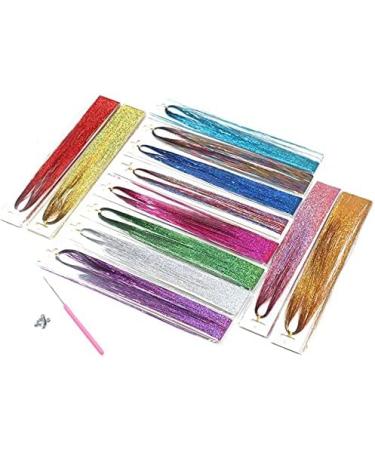HUFFA Hair Tinsel Strands with Tools 12 Colors Hair Tinsel Strands Kit Hair Extensions Shiny Silk Tinsel - Buy Online on GoSupps.com