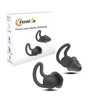 Fernida earplugs for sleeping reusable silicone safe earplugs with noise suppression for hearing protection races travel mowing black