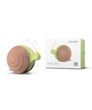 Cheerble Interactive Cat Toy with LED Lights Wicked Snail 2024 Upgraded Electric Toy for Cats DC Rechargeable Automatic Moving Cat Toy Smart Gifts for Kittens Indoor Cats Brown