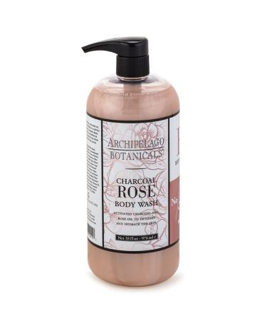 Archipelago Botanicals Charcoal Rose Body Wash | Hydrating Daily Cleanser | Free from Parabens and Sulfates (33 fl oz)