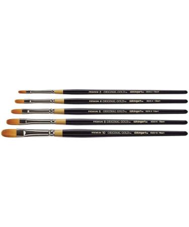 KINGART Original Gold 9500 Filbert Brush Set - 5 Pcs. Premium Taklon Brushes for Oil, Acrylic, Watercolor, Gouache - Sizes 2, 4, 6, 8, 10 - Buy Online on GoSupps.com