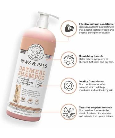 6-in-1 Medicated Dog Shampoo & Conditioner for Itchy Skin - Vet Formula for De-Shedding, Itch Relief, Smelly Odor - Made in USA - 20oz Oatmeal - Dogs & Cats Pet Wash - Buy Online on GoSupps.com