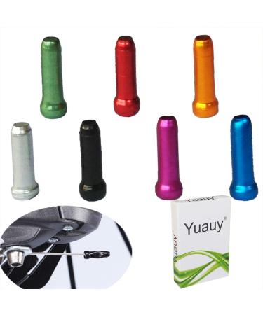 Yuauy (Total 70 PCs Cable End Crimps 1.8 mm Alloy Road Mountain Bicycle Bike Brake Tips Shifter 10 PCs for Each Color of Red Black Gold Silver Green Blue Purple