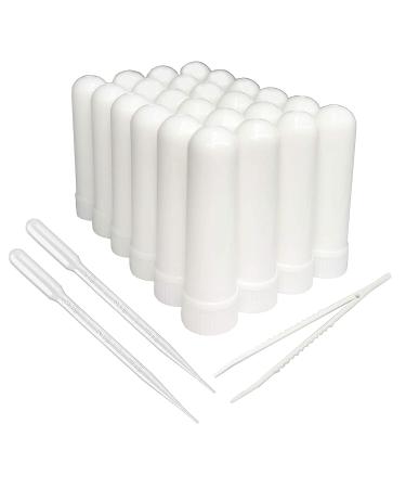 zison Essential Oil Aromatherapy Blank Nasal Inhaler Tubes ((Includes 24 inhalers+24 unscented wicks+2 Plastic Droppers+1 Plastic Tweezers) Empty Nasal Inhalers for Essential Oils
