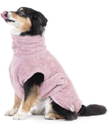 100% Organic Cotton Dog Bathrobe - Lills Extra Absorbent Wadder for Dogs | Pink S (50 cm Back Length) - Buy Online on GoSupps.com