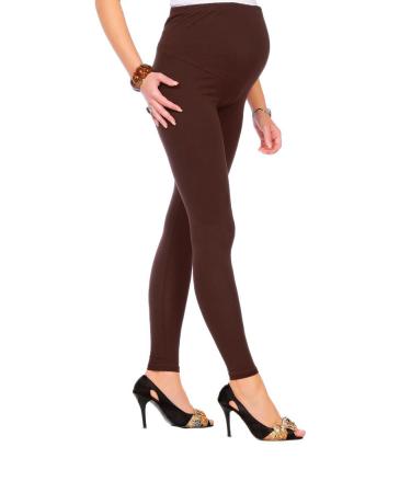 FUTURO FASHION Womens Maternity Leggings Full Ankle Length Cotton Leggings Comfortable Maternity Leggings for Ladies Soft Pregnancy Pants Belly Support Size 8-22 22 Brown