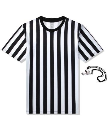 Shinestone Referee Shirt, Referee Costume Shirt for Womens and Mens, Crew Neck Referee Umpire Shirt Jersey for Football, Soccer and Sports for Christmas Medium