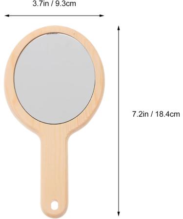 Healifty Natural Wood Hand Mirror - Vintage Portable Makeup Vanity Mirror for Women - Travel Friendly - Wood Color - Buy Online on GoSupps.com