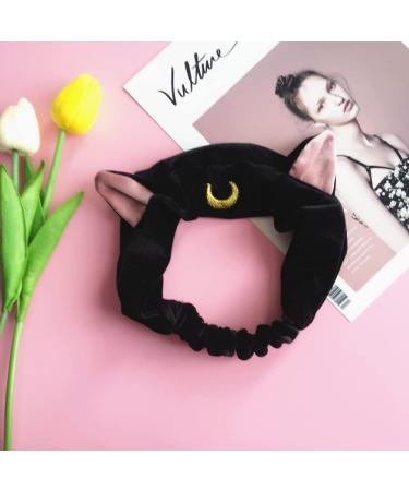 Ziper Cute Cat Usagi Moon Shower Headband in Black - Perfect for Cosmetic Use - Buy Online on GoSupps.com