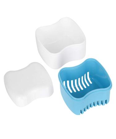 Denture Case - False Teeth Storage Box with Strainer & Cup for Travel - Easy to Open & Clean (Blue) - Buy Online on GoSupps.com