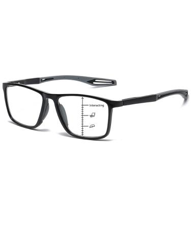 Photochromic Progressive Multifocus Reading Glasses Blue Light Blocking Multifocal Readers Spring Hinge Sunglasses Black 1.5 x