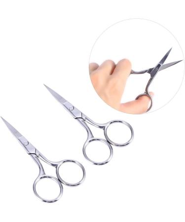 Heallily 2pcs Eyebrow Scissors Stainless Steel Facial Hair Trimmer Scissors with Sharp Edge Blades for Men Women Eyelashes Moustache Nose Hair Beard Silver  - Buy Online on GoSupps.com