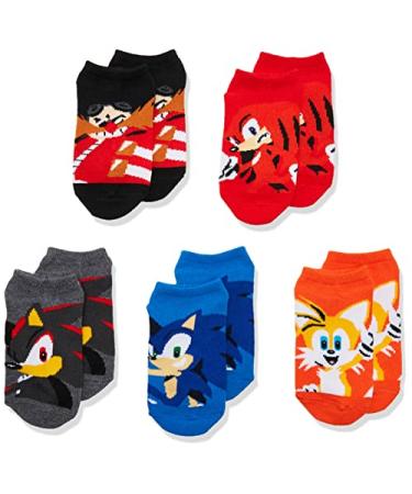 Sonic The Hedgehog boys Sonic 5 Pack No Show Socks 6-8.5 Assorted Bright