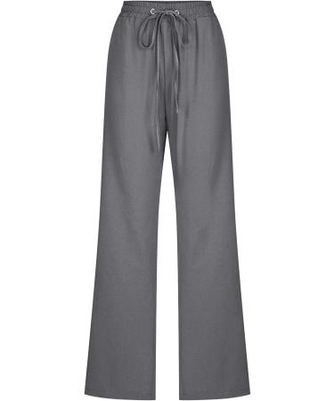 Womens Dark Gray Straight Leg Cotton Line Pants with Drawstring Waist - 3X-Large - Buy Online on GoSupps.com