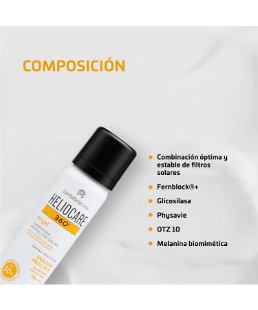 Heliocare 360 Airgel SPF50+ 60ml | Mousse Sunscreen for Face & Neck | UVA UVB Visible Light Infrared-A Anti-Ageing Sun Protection | Suits All Skin Types | Matte Finish | Supercharged with Antioxidants - Buy Online on GoSupps.com