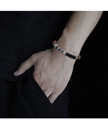 Magnet Bracelet for Women - 8mm Tiger Eye Hematite & Black Obsidian Natural Stone - 18CM Health Benefits | Bfq-555b - Buy Online on GoSupps.com