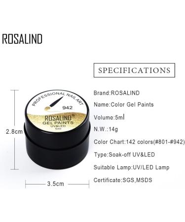 Rosalind Painting Varnish Nail Gel Polish 5ML Glitter Nail Art Semi Permanent Top Coat Gel Soak Off UV LED All for Manicure - (Color: RF882) - Buy Online on GoSupps.com