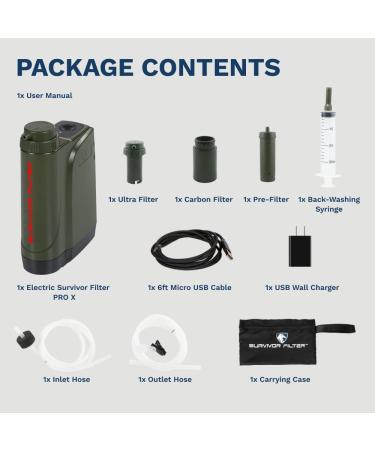 Survivor Filter Pro X Electric Water Purifier - 99.999% Virus, Bacteria, Parasite Removal - Camping Filtration System - Buy Online on GoSupps.com