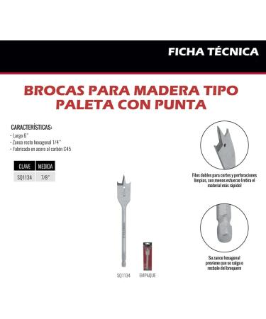PALETTE WOOD DRILL 7/8PUNTAS - Buy Online on GoSupps.com