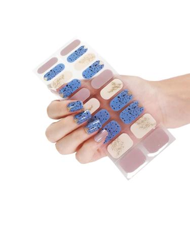 YICHEN 20PCS Nail Adhesive Wrap Gel Nail Polish Strips Stickers Full Wraps Semi-Cured Nail Sticker Waterproof Self-Adhesive Gel Stickers Decals with Nail Tools for Women Girl(UV/LED Lamp Required) Color 17