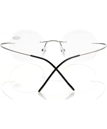 Eyekepper Titanium Rimless Round Reading Glasses - Gunmetal Circle Reader +2.5 | International Shipping Available - Buy Online on GoSupps.com